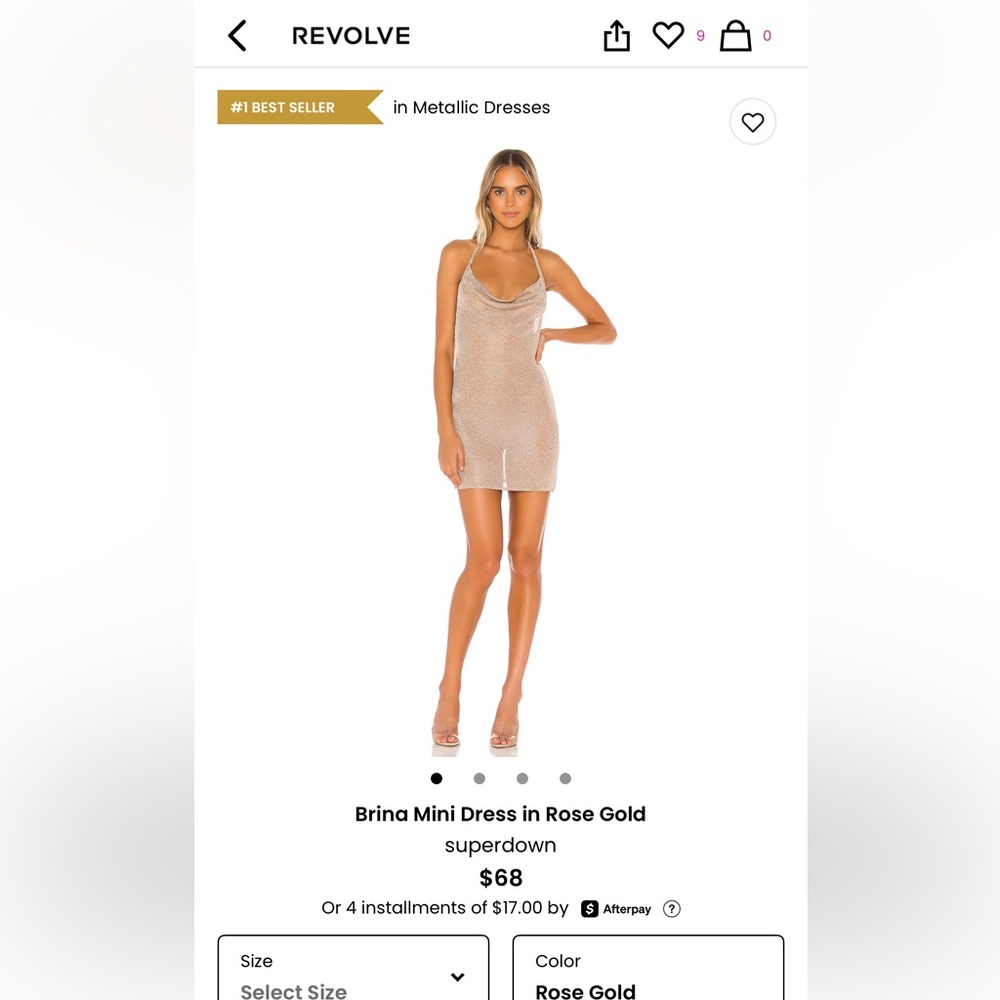 Revolve Superdown Gold Sweetheart Bodycon Mini Dress